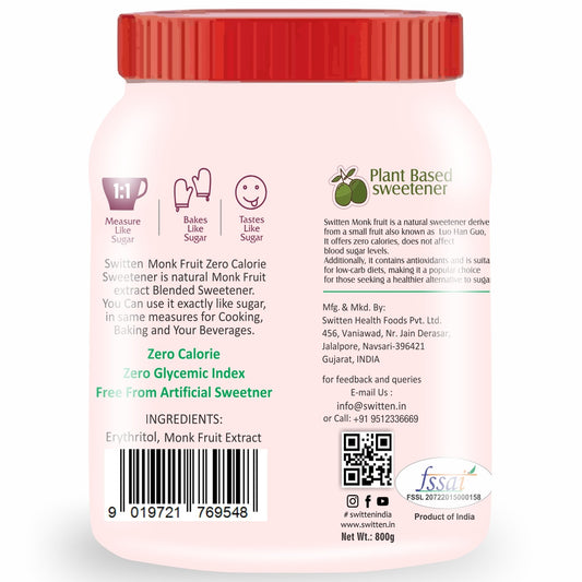 Switten Monk Fruit Sweetener 800g I White Sugar Substitute
