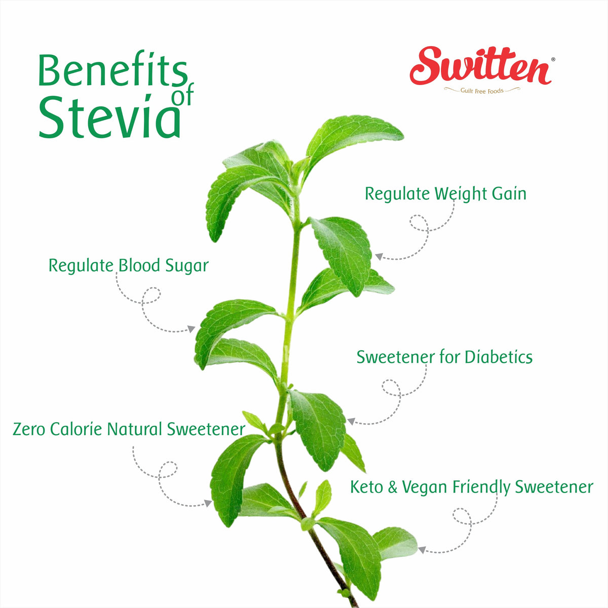 Switten Sugar free Stevia 5x Natural Sweetner (100g)IUse in Tea, Coffee, Cookies